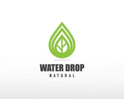 Water drop logo creative line nature water drop leave creative vector