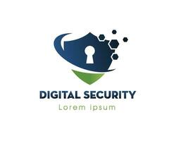 digital security logo tech logo shield logo vector