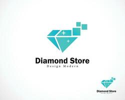 diamond tech logo creative digital pixel icon design concept vector