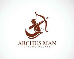 archery logo creative vector strong man sport design art spartan helmet