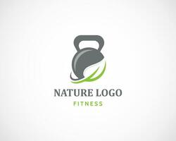 nature fitness logo barbel creative logo vector