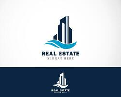 real estate logo design building skyline city architecture creative design template vector