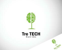 tree tech logo creative network brain smart innovation icon design connect network business vector