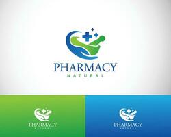 pharmacy logo creative design concept health care nature hand vector