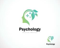 psychology logo creative nature leaf health mental design modern vector