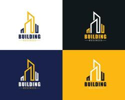 building logo business invest line creative real estate city skyline vector