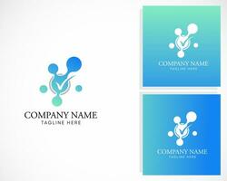 DNA check logo creative molecule connect design concept vector