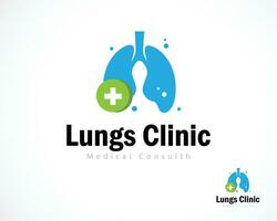 lungs clinic logo creative design concept health consulting plus symbol icon vector