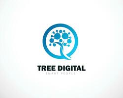 tree digital logo creative people concept smart connect network tech vector