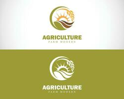 agricultura logo creativo granja diseño concepto trigo diseño vector circulo