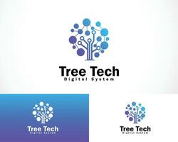 tree tech logo creative network brain smart innovation icon design connect network business vector