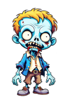 AI generated Cute zombie ombie cartoon character isolated on transparent background png
