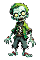 ai generato zombie cartone animato personaggio isolato su trasparente sfondo png