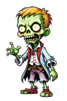 AI generated Zombie cartoon character isolated on transparent background png