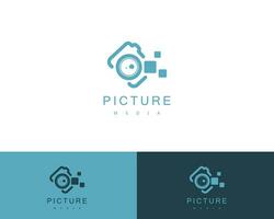 picture logo creative tech media digital sign symbol design concept vector