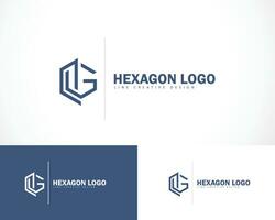 hexágono logo creativo línea diseño inicial letra sol icono vector