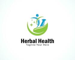 herbario salud naturaleza logo creativo salir personas adn logo creativo más símbolo salud médico vector