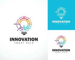 innovación logo creativo bulbo inteligente tecnología conectar diseño concepto color vector