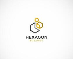 hexágono consultar logo creativo línea Ciencias laboratorio vector