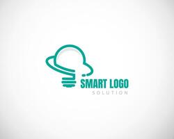 inteligente solución logo engranaje logo inteligente idea creativo diseño línea vector