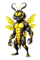 ai generado monstruo abeja mascota dibujos animados ilustración png
