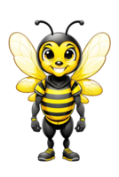 ai generado linda abeja mascota dibujos animados ilustración png