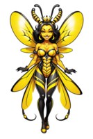 ai généré reine abeille mascotte dessin animé illustration png