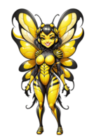 ai généré reine abeille mascotte dessin animé illustration png
