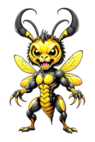 ai generado monstruo abeja mascota dibujos animados ilustración png