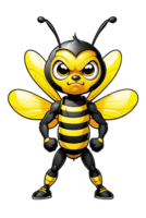 AI generated Cute bee mascot cartoon illustration png