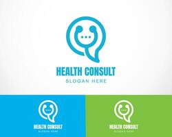 salud consultar logo charla médico logo diseño vector