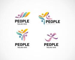 people set logo creative color design modern abstract vector