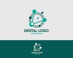 digital logo innovation science technology molecule symbol icon vector