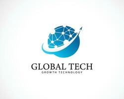 Global tech logo creative science molecule smart connect network design concept vector