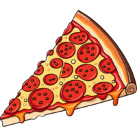 ai generato peperoni Pizza fetta cartone animato. ai generativo png