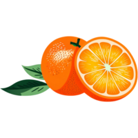 AI generated Orange fruit with green leaves. AI Generative png