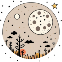 AI generated Fullmoon cartoon on the sky. AI Generative png