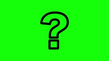 Animated Black Question Mark symbol on Green Screen Video Background. Question Marks Concept