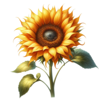 AI generated beauty Sunflower watercolor colorful illustration clipart. hand drawing on png transparency