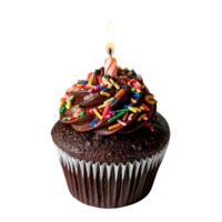 ai generiert hausgemacht Geburtstag Cupcake auf isoliert Hintergrund. png