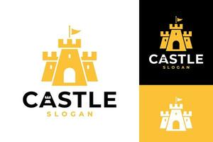 real fortaleza castillo plano moderno logo diseño vector