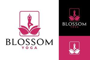 yoga floreciente natural flor calma belleza logo diseño vector