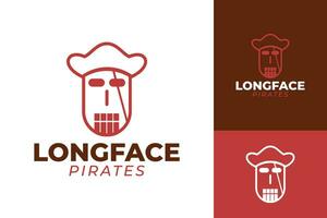 Long Face Pirate Ocean Logo Design vector