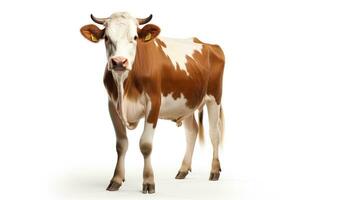 AI generated Cow on White Background. Milk, Meat, Beef, Ranch, Farm photo