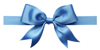 AI generated blue ribbon with bow on transparent background png