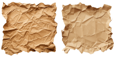 AI generated two pieces of crumpled paper on a transparent background png