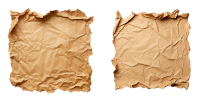 AI generated two pieces of crumpled paper on a transparent background png