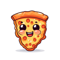 AI generated cartoon pizza slice with eyes and smile on a transparent background png