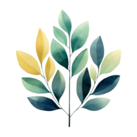 AI generated watercolor eucalyptus leaves on transparent background png