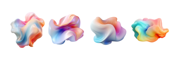 AI generated four different colored liquid waves on a transparent background png